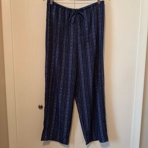Vintage Jessica Indigo Vertically Patterned Stripe Stretch Tie Pants Size Large